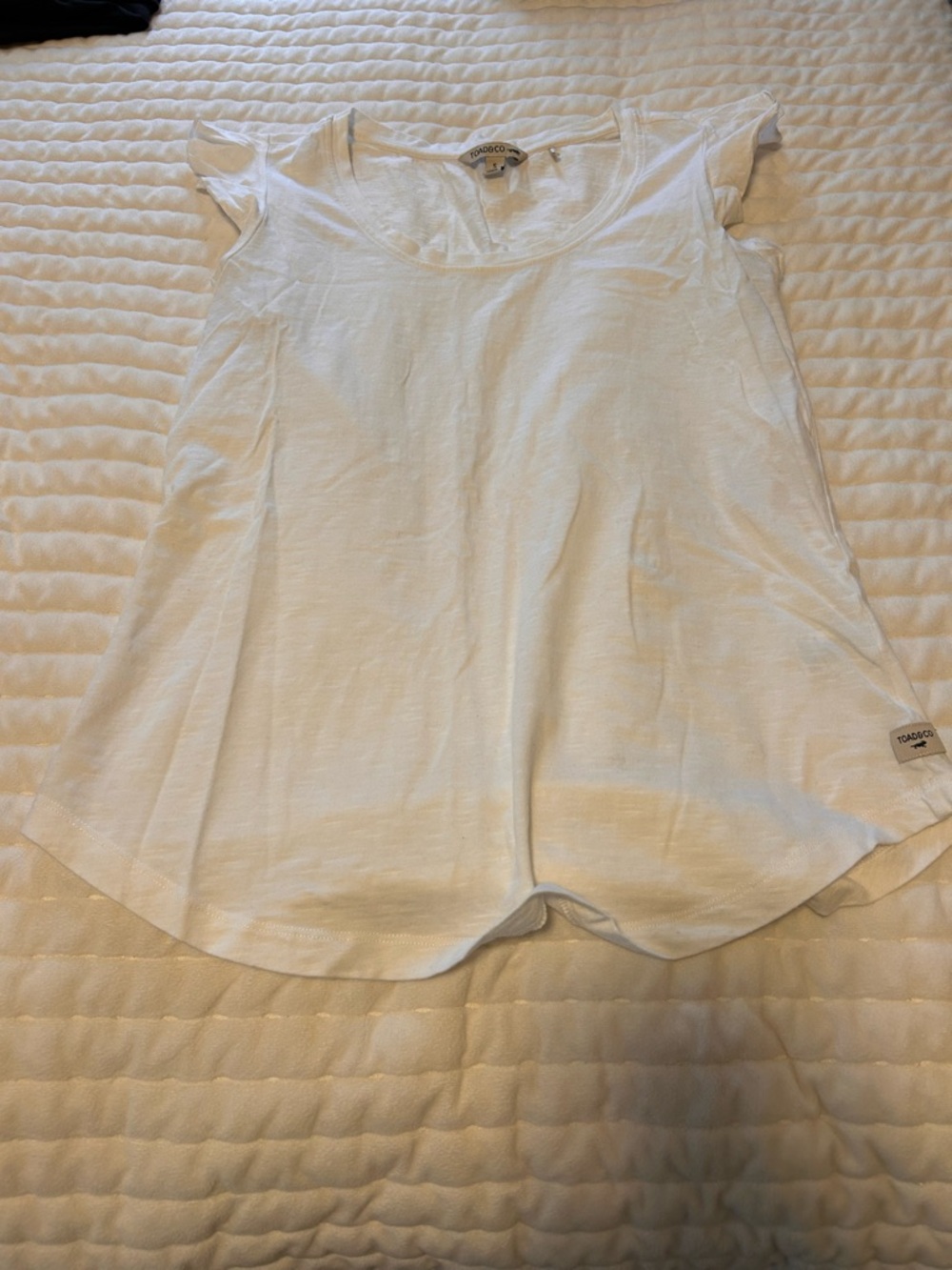 Toad and Co. White Ruffilita Scoop Neck Women's Tank